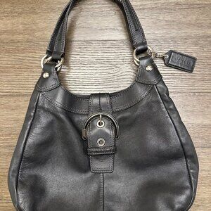 Coach Black Leather Hobo Shoulder Bag Purse Classic Style